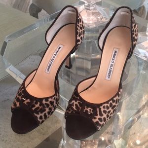 NEW Manolo Blahnik Pony Hair Leopard Pumps